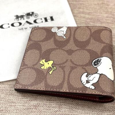 COACH x PEANUTS bi-fold wallet Signature x Snoopy brownsp