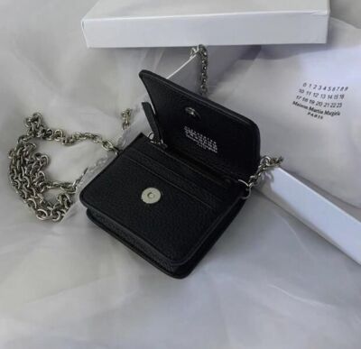 see description 2color Maison Margiela Chain Shoulder Mini Wallet LeatherBi-fold