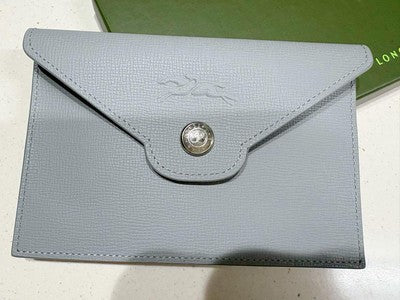 Longchamp Hand bag Clutch Bag Leather Pouch Multi-Case Gray Leather Second bag