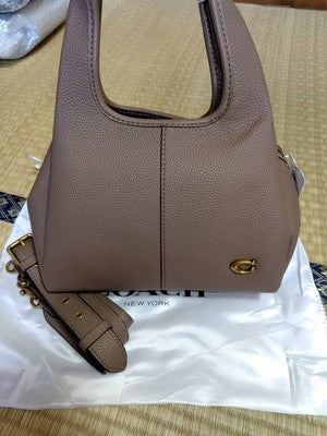 COACH CM545 LANA23 Crossbody 2way Shoulder Bag Leather Dark Stone Brown Outlet