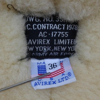 Avirex B-3 flight jacket Mouton Lamb Leather Sheepskin Brown Men's Size 36/M