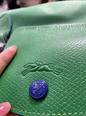 Longchamp S-L size Tote Bag Handbag  Nylon bag Zipper bag Green Leather