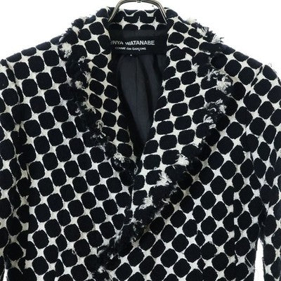 JUNYA WATANABE Polka Dot Cut-Off Single Breasted Tailored Jacket Black/Silver S