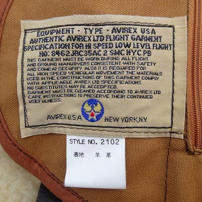 Avirex B-3 flight jacket Mouton Lamb Leather Sheepskin Brown Men's Size 36/M