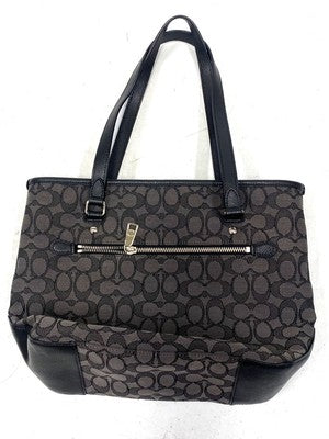 Coach Signature Canvas x Leather Handbag Tote Bag City bag Women's Black