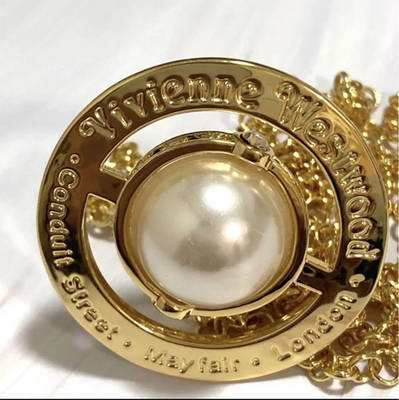 Vivienne Westwood Small Orb Pearl Dome Pendant Necklace, Gold, 80cm Chain