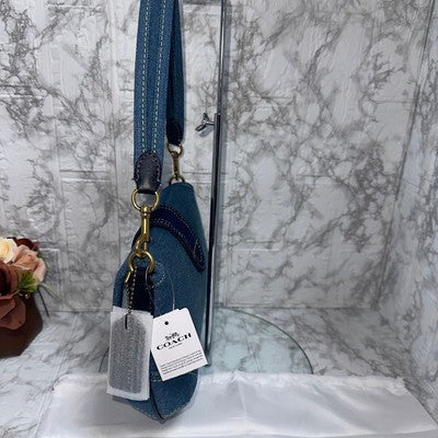 COACH Soho Shoulder Bag Upcycled Repurposed Denim Blue CR737 outlet