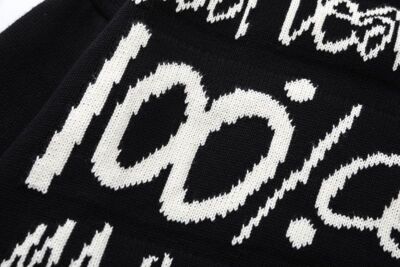 see description size S-XL 2024 stussy long-sleeved sweater knit collar Black
