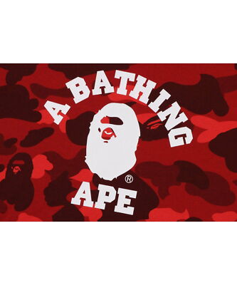 check description a bathing ape bape color camo college pullover hoodie