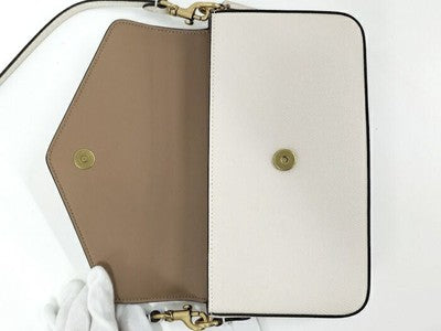 COACH Leather Shoulder Bag Ivory PVC Coating Clutch Bag Handbag Card case