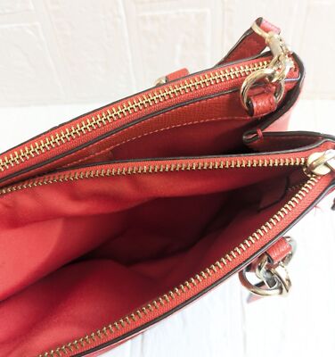 COACH Tote Bag Signature Patent Shoulder bag 2way Zip bag leather Orange