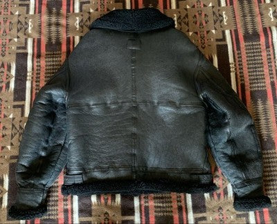 AVIREX B-3 Leather Jacket sheepskin flight jacket size XL/42 Black Rare Model