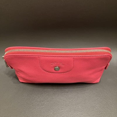 LongchampLe Pliage Cuir Pouch Handbag Clutch Bag Leather Pouch Zipper bag Red