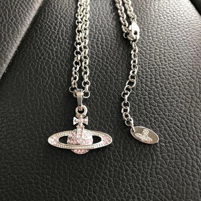 Vivienne Westwood Minibus Relief Orb Silver Pink Necklace Earrings Set No box