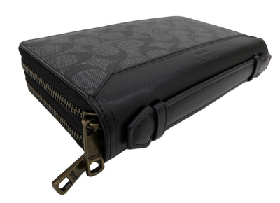 COACH Long Wallet F93240 Double Zip Second Bag Charcoal x Black Outlet Product