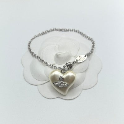 check description Vivienne Westwood FLORENTIA Mother of Pearl Heart Bracelet
