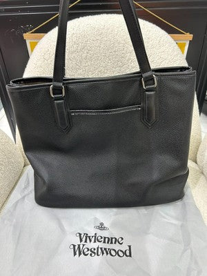 Vivienne Westwood Hamilton Tote Bag Orb Logo Leather Grain Black Outlet Products
