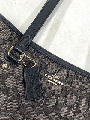 Coach Signature Canvas x Leather Handbag Tote Bag City bag Women's Black