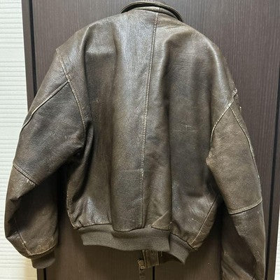 AVIREX TYPE A-2 Leather Jacket flight jacket embroidered patches S Brown