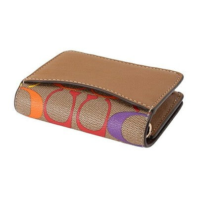 COACH Signature coin case chain mini wallet brown OUTLET Rainbow Leather