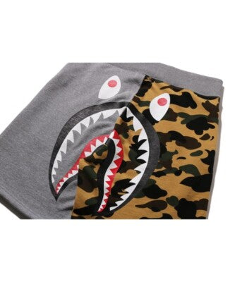 check description A Bathing Ape 1st Camo Back Shark Sweat Shorts Green Yellow
