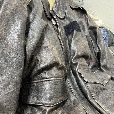 AVIREX A-2 Back Print Flight Leather Jacket  Brown M Vintage Leather Jacket
