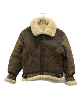 B-3 Shearling Boa Flight Jacket XL Size Men's Leather Brown