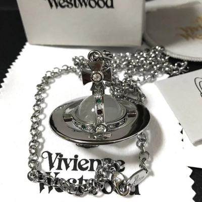 Vivienne Westwood Orb Necklace Small Orb Silver x Clear Accessories Box included
