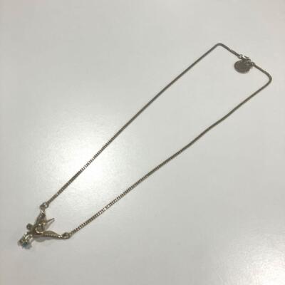 Stella McCartney Bird Charm Italian Long Necklace crane motif blue stone