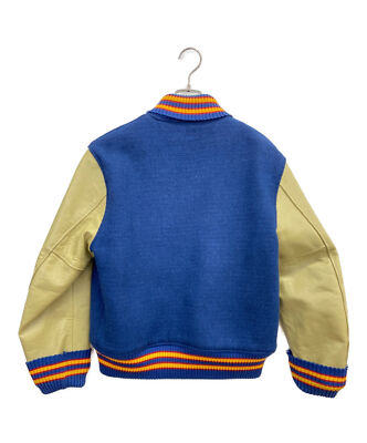 【M】 WHITESVILLE WV10934 Leather Stadium Jumper Varsity Jacket Blue x Beige