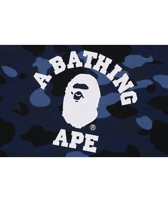 check description a bathing ape bape color camo college pullover hoodie