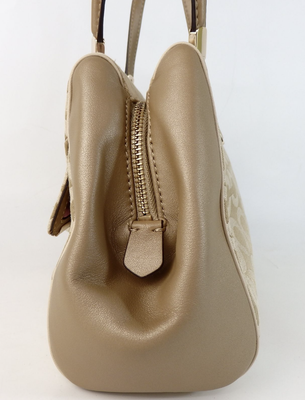 Coach Madison Signature Op Art Beige Canvas Top Handle Satchel Shoulder Bag