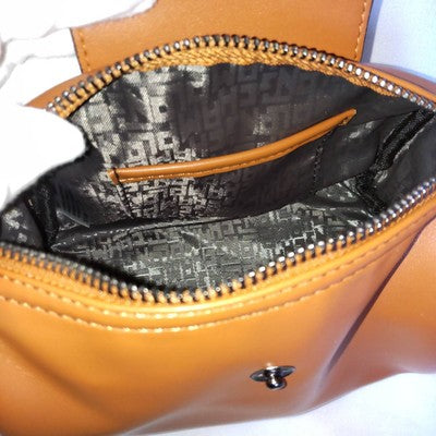Longchamp Le Pliage XS size Tote Bag Handbag Pouch Cognac Brown Leather