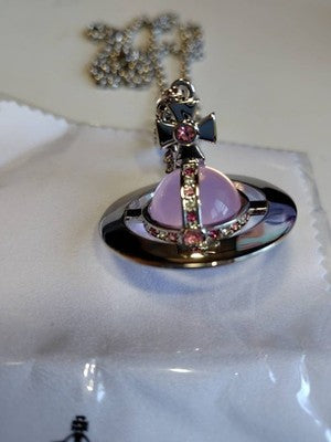 Vivienne Westwood Medium Orb Necklace Pink x Silver Top 6.5 x 6cm C:80cm
