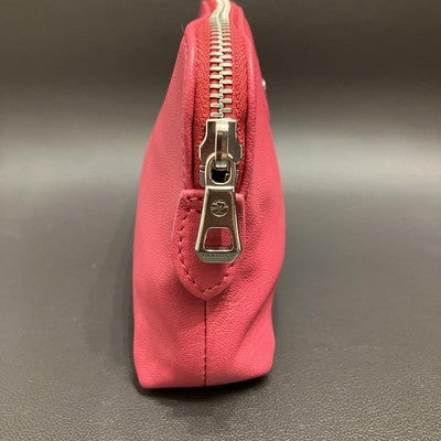 LongchampLe Pliage Cuir Pouch Handbag Clutch Bag Leather Pouch Zipper bag Red