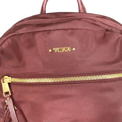 [Good Condition] Tumi Backpack Nylon Carry Charm Included Wine Red