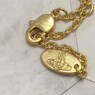 Vivienne Westwood Orb Small Necklace, Gold, Top 4cm x 4cm, Chain Length 45cm