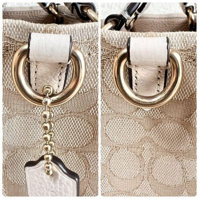 Coach C8417 Handbag Shoulder Bag White Khaki one item only From JAPAN New item