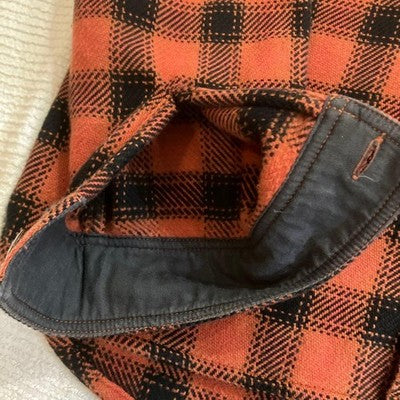 The Flat Head Heavy Flannel Shirt Size 40/L Orange and Black Cotton