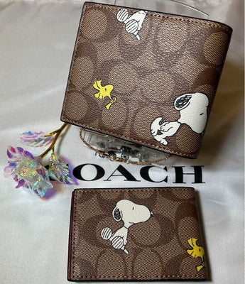 Coach Bi-fold wallet COACH x PEANUT 3-IN-1 Wallet Signature CE714 QBE7V