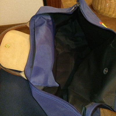 Longchamp L size DEAUVILLE Collaboration Tote Bag Hand bag Nylon bag Navy