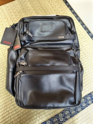Black Leather tumi Alpha 3 Brief Pack Backpack 9603578DL3
