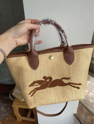 Longchamp Le Pliage M size Tote Bag Handbag Shoulder bags Brown Leather