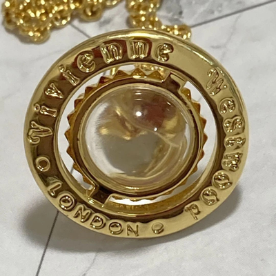 Vivienne Westwood Orb Small Necklace, Gold, Top 4cm x 4cm, Chain Length 45cm