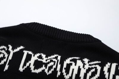 see description size S-XL 2024 stussy long-sleeved sweater knit collar Black