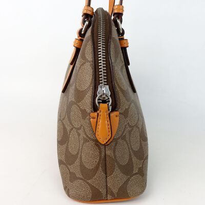 COACH Signature 2way Handbag Shoulder Bag Zip bag Brown Women's  Leather