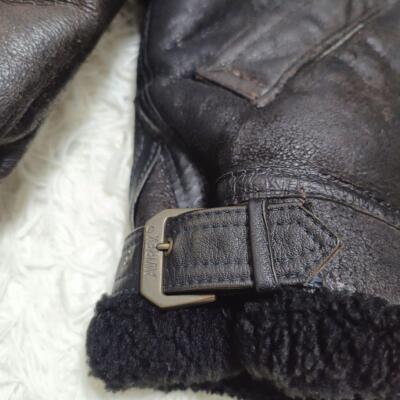 AVIREX Flight Jacket B-3 Mouton Sheep Leather Black 36 Made in America