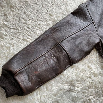 AVIREX Leather Jacket A-2 Genuine Leather Flight Jacket Brown Size XL  90's