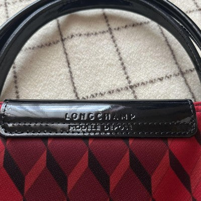 Longchamp Le Pliage M size Tote Bag Enamel hand bag  Sub-bag Red/Black