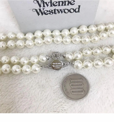 Vivienne Westwood Double-Strand Pearl Orb Choker Necklace, Silver, No Box